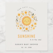 Schattige Onze Kleine Sunshine Boho Sun Baby showe Wijn Etiket (Enkel label)