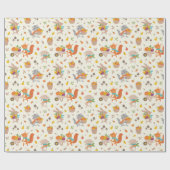 Schattige Oogst Herfst dieren met groenten op crèm Cadeaupapier (Vlak)