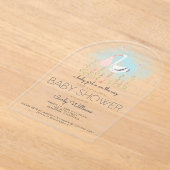 Schattige ooievaars Baby shower Acryl Uitnodigingen (Laagn)