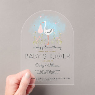 Schattige ooievaars Baby shower Acryl Uitnodigingen