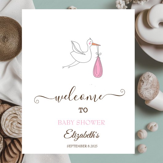 Schattige ooievaarsmeisje poster