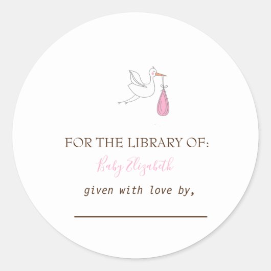 Schattige ooievaarsmeisje ronde sticker (Voorkant)