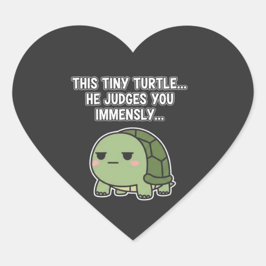 Schattige Oordelende Schildpad | Grappige Minimali Hart Sticker (Voorkant)