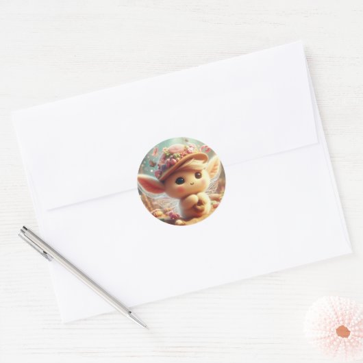 Schattige oorschelp ronde sticker (Envelop)