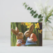 Schattige Oost-Briefkaart met konijnen Briefkaart (Staand voorkant)