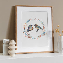 Schattige oostelijke Bluebird Couple Art Print
