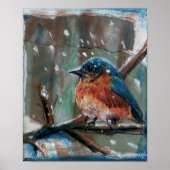 Schattige oostelijke Bluebird Winter Art Print (Voorkant)
