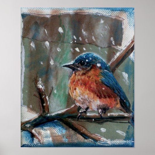 Schattige oostelijke Bluebird Winter Art Print (Voorkant)