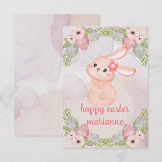 schattige  oosterbunny - Happy easter Notitiekaartje (Voorkant / Achterkant)