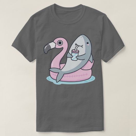 Schattige op Flamingo Pool Float T-shirt (Design voorkant)