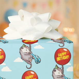 Schattige Opossum Gelukkige Verjaardag! Voeg uw te Cadeaupapier