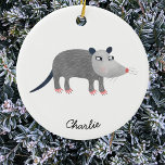 Schattige Opossum gepersonaliseerd Keramisch Ornament<br><div class="desc">Een mooie opossum voor wilde dieren en dierenvrienden. Wijzig of verwijder de te personaliseren tekst. Originele kunst van Nic Squirrell.</div>