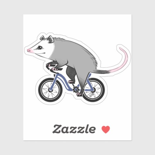 Schattige Opossum op een fiets Sticker (Vel)