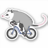 Schattige Opossum op een fiets Sticker (Voorkant)