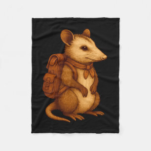 Schattige opossum rugzakker kampeerder boswandelaa fleece deken