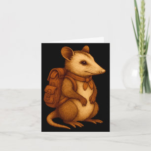 Schattige opossum rugzakker kampeerder boswandelaa kaart