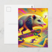 Schattige opossum skateboarden briefkaart (Voorkant / Achterkant)
