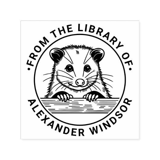Schattige Opossumkop #3 Bibliotheekboeknaam Zelfinktende Stempel (Design)
