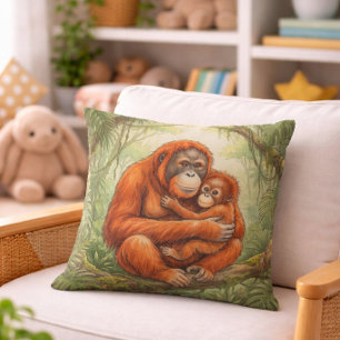 Schattige orang-oetan mama en baby jungle dieren  kussen
