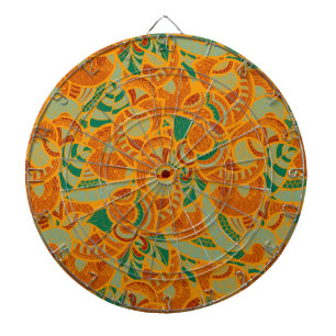 Schattige oranje abstracte naadloze bloemen dartbord