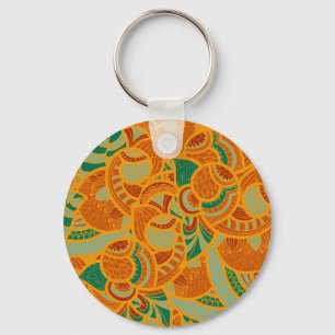 Schattige oranje abstracte naadloze bloemen sleutelhanger