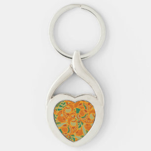 Schattige oranje abstracte naadloze bloemen sleutelhanger