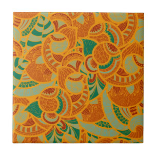 Schattige oranje abstracte naadloze bloemen tegeltje