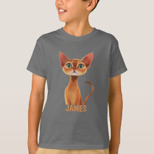 Schattige Oranje Abyssiniaanse kat gepersonaliseer T-shirt