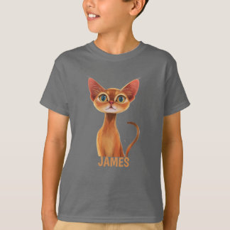 Schattige Oranje Abyssiniaanse kat gepersonaliseer T-shirt