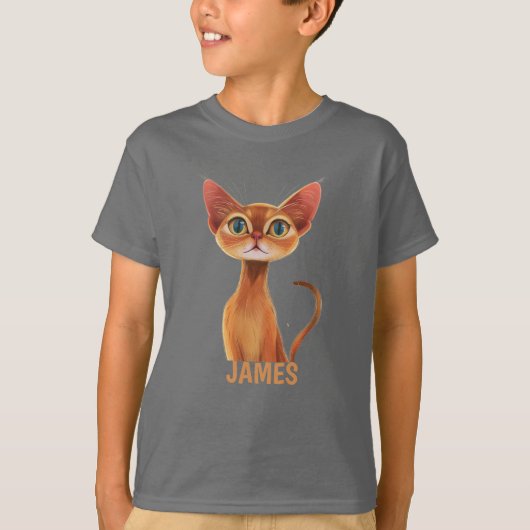 Schattige Oranje Abyssiniaanse kat gepersonaliseer T-shirt (Voorkant)