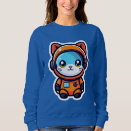 Schattige Oranje Astronaut Kat Kawaii Ruimte Kitty Trui