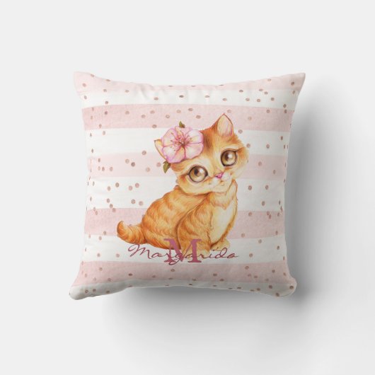 Schattige Oranje Baby Cat Illustration Girl Nurser Kussen (Achterkant)
