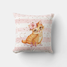 Schattige Oranje Baby Cat Illustration Girl Nurser Kussen