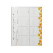 Schattige Oranje Bloemige Weekplanner Notitieblok (Linkerzijde)