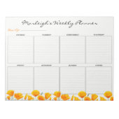 Schattige Oranje Bloemige Weekplanner Notitieblok (Voorkant)