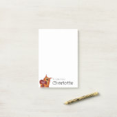 Schattige oranje cartoon kat hart naam post-it® notes (Op bureau)