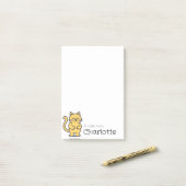 Schattige oranje cartoon kat naam post-it® notes (Op bureau)