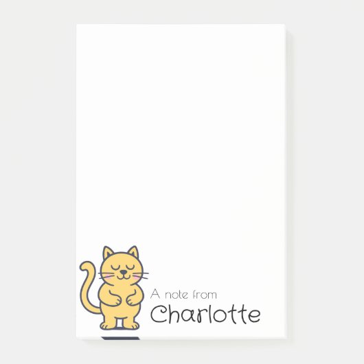 Schattige oranje cartoon kat naam post-it® notes (Voorkant)