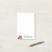 Schattige oranje cartoon kat naam post-it® notes (Op bureau)