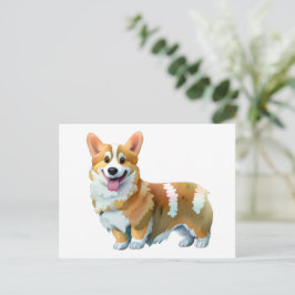 Schattige oranje corgi voor een positieve stemming briefkaart