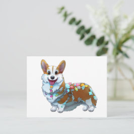 Schattige oranje corgi voor een positieve stemming briefkaart