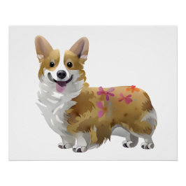 Schattige oranje corgi voor een positieve stemming perfect poster