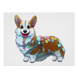 Schattige oranje corgi voor een positieve stemming perfect poster