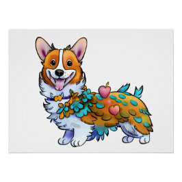 Schattige oranje corgi voor een positieve stemming perfect poster