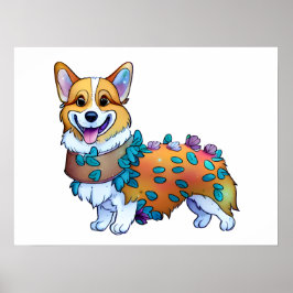 Schattige oranje corgi voor een positieve stemming poster