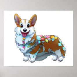 Schattige oranje corgi voor een positieve stemming poster