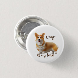 Schattige oranje corgi voor een positieve stemming ronde button 3,2 cm
