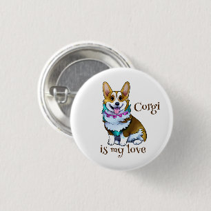 Schattige oranje corgi voor een positieve stemming ronde button 3,2 cm