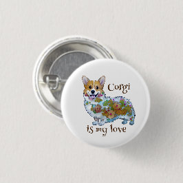 Schattige oranje corgi voor een positieve stemming ronde button 3,2 cm