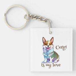 Schattige oranje corgi voor een positieve stemming sleutelhanger